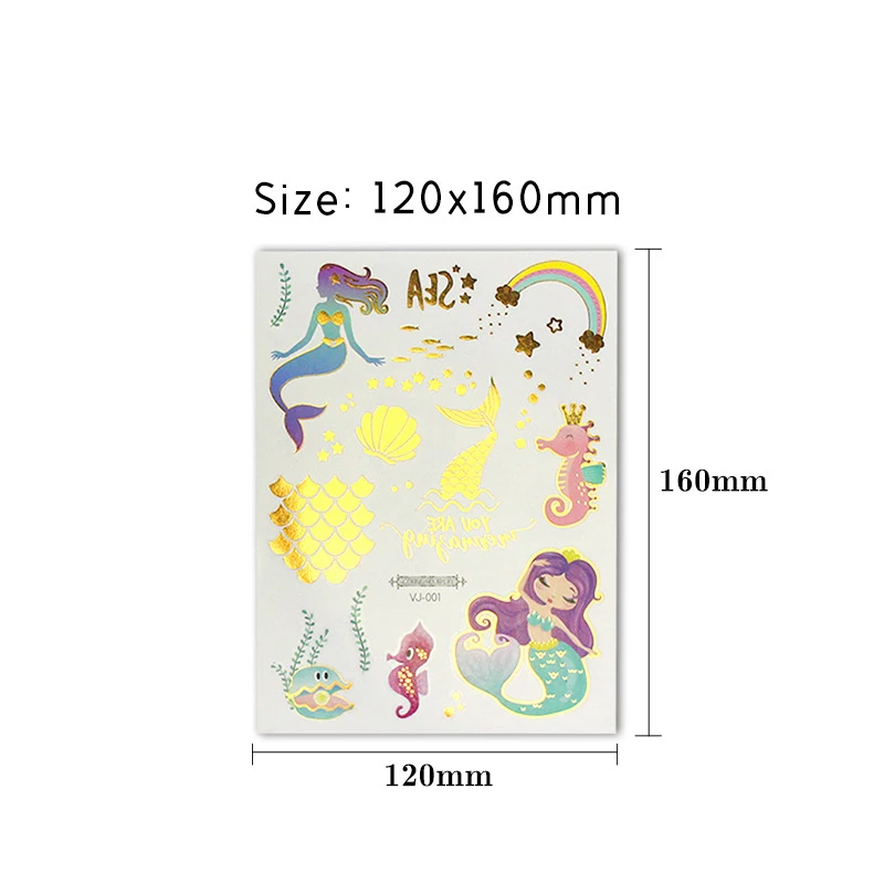 Набор татуировок русалка для детей временная татуировка наклейка тела милая