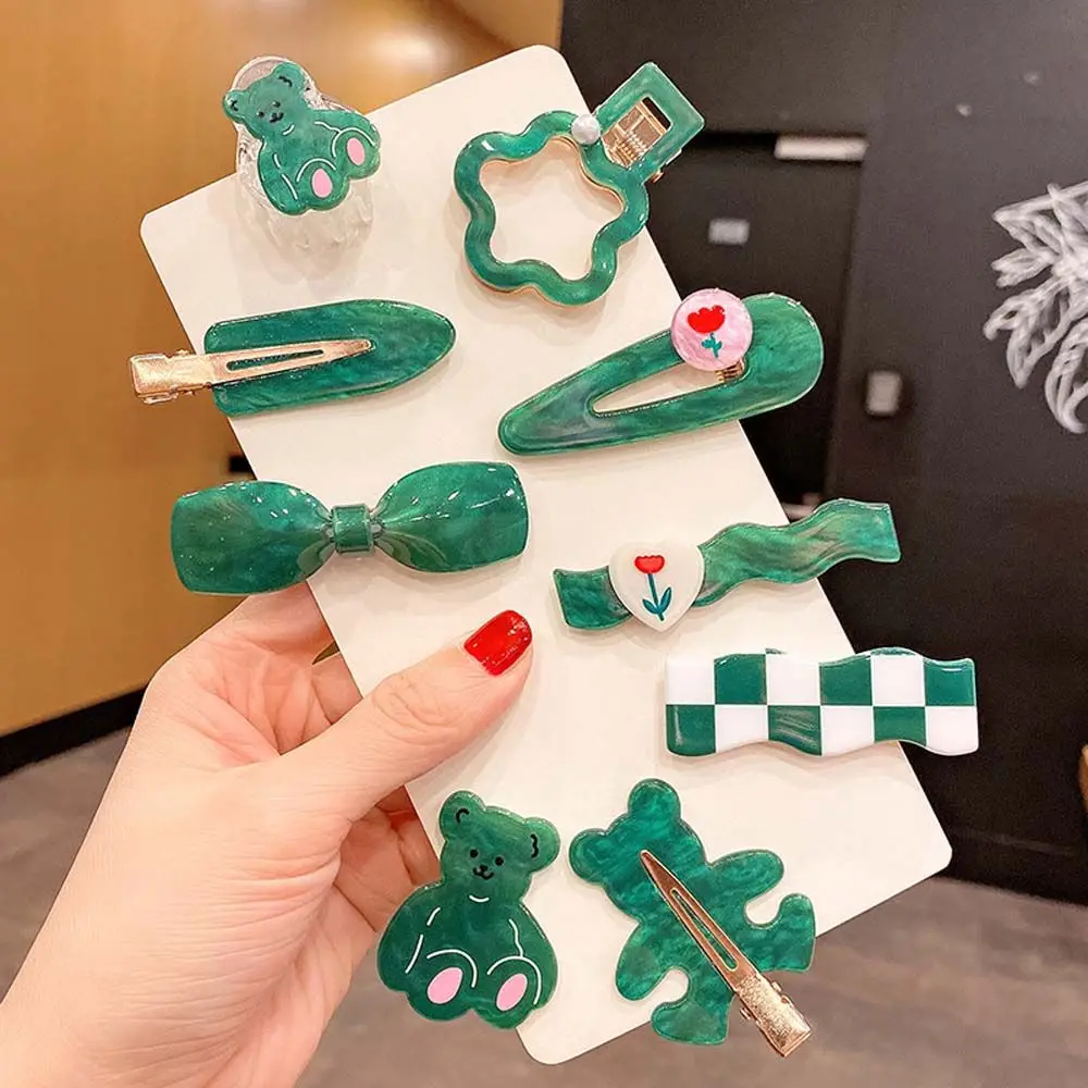 

Autumn and Winter New Style Green Retro Hairpin Patchwork Geometric Hair Clip Claws Clip Simple Broken Hair Side Clip Bangs Clip