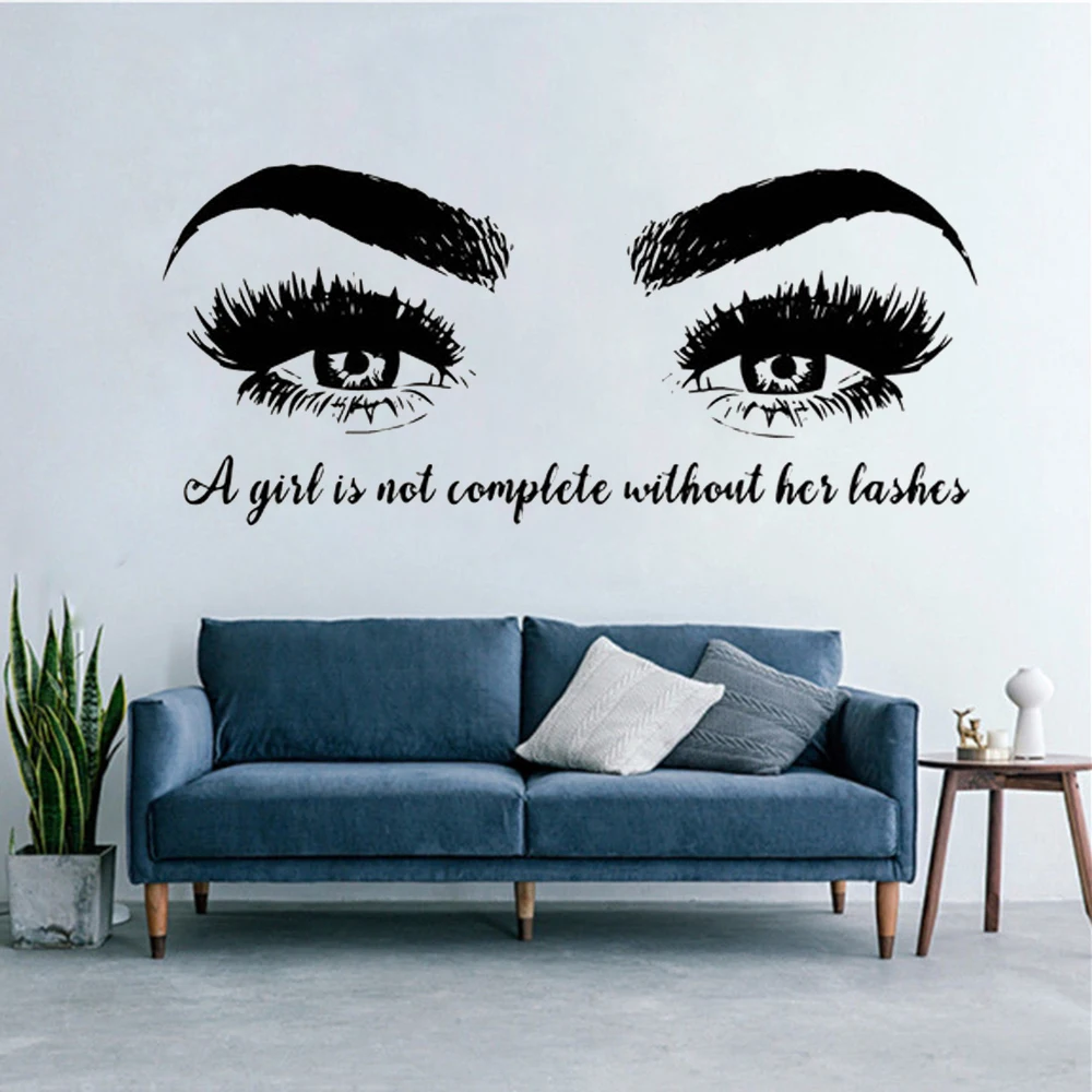 

Vinyl Eye Live Lash Love Wall Sticker Home Decor Beauty Salon Eyes Quotes Wallpaper Waterproof Decoration Murals Decals HQ1047