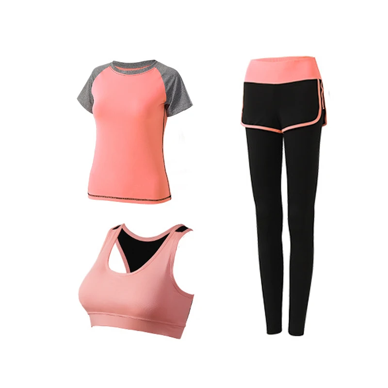 5PC Yoga Set Sports Wear For Women Gym Clothing Fitness Leggings Bra Women's Sports Suits Workout Outfit Running Clothes Set - Цвет: Orange-3pcs