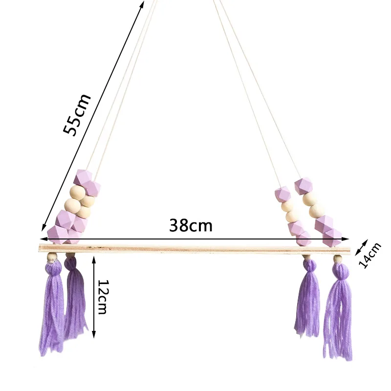 

Wall Hanging Tassel Beads Doll Toys Storage Shelf Clothes Ornaments Wooden Board Rack Decorations Display Clapboard Stand Decor