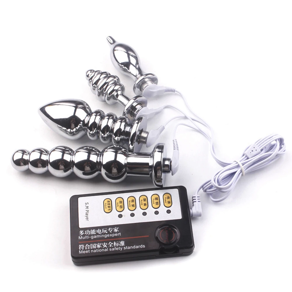 Импульсный Электрический шок металлическая терапия Тыква Анальная пробка пенис