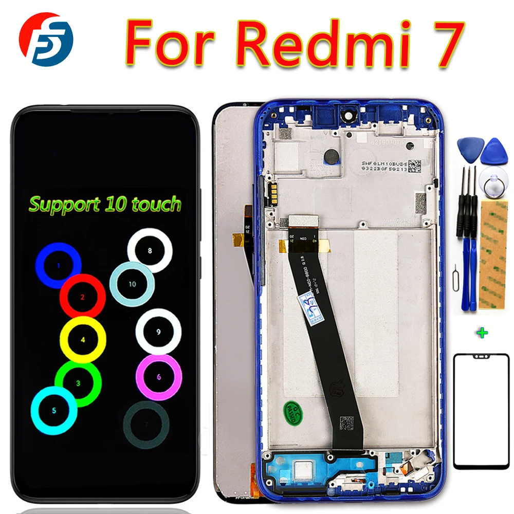 Fansu AAA IPS для Xiaomi Redmi 7 ЖК дисплей с цифрователем сенсорного вода рамка сенсорный