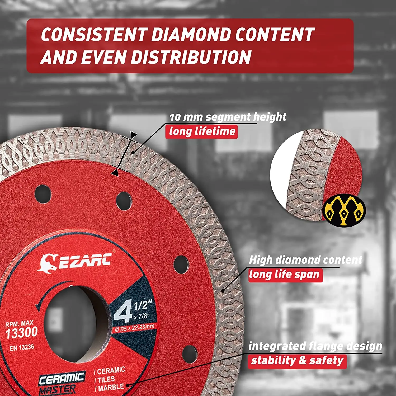 EZARC 2 sztuk 115mm i 125mm Super cienkie diamentowe brzeszczoty diamentowe płytki ostrze do cięcia porcelany ceramiczne granit marmur płytki 2 EZARC 2 sztuk 115mm i 125mm Super cienkie diamentowe brzeszczoty diamentowe płytki ostrze do cięcia porcelany ceramiczne granit marmur płytki 2