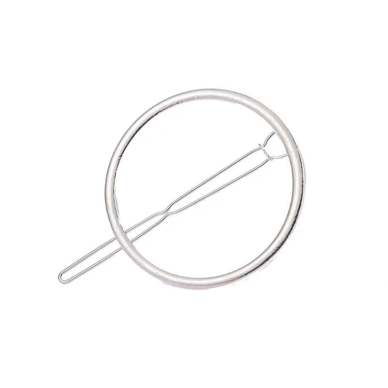 Siliver Circle 4,5 см женские заколки для волос, заколки для волос в форме звезды и сердца, тонкие заколки для волос в виде единорога, заколки для волос в стиле панк, открытые треугольные стильные инструменты - Цвет: Siliver Circle