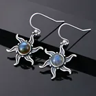 Винтажные висячие серьги из натурального лунного камня, серебро 925 пробы, висячие серьги для женщин, ювелирные изделия, подарки на день рождения