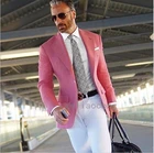 Мужской Блейзер, розовый приталенный пиджак для вечеринки, выпускного вечера, на весну