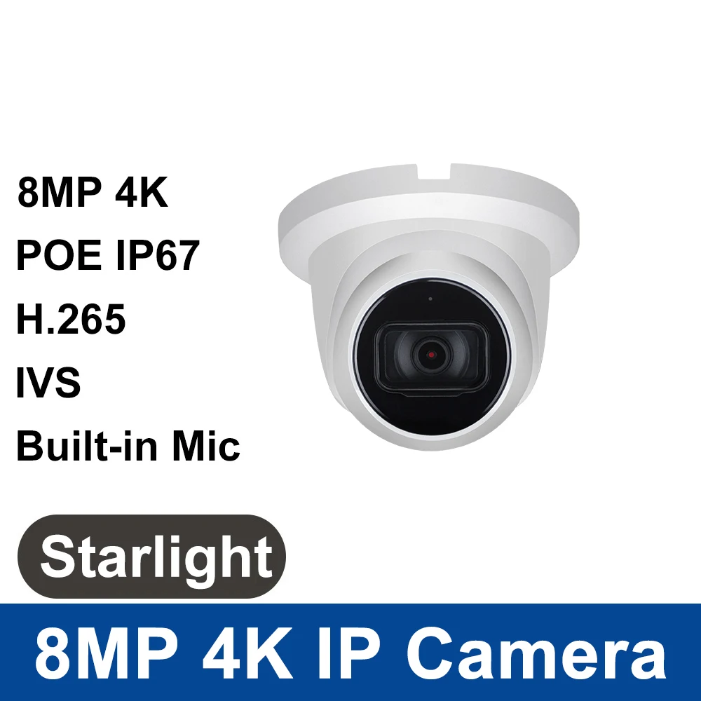 IP камера Dahua OEM starlight 8 Мп 4k стандартная безопасности наружная внутренняя IPC IR 30 м