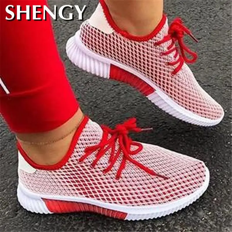 2020 Женские туфли-лодочки из воздухопроницаемого материала кроссовки Спортивная