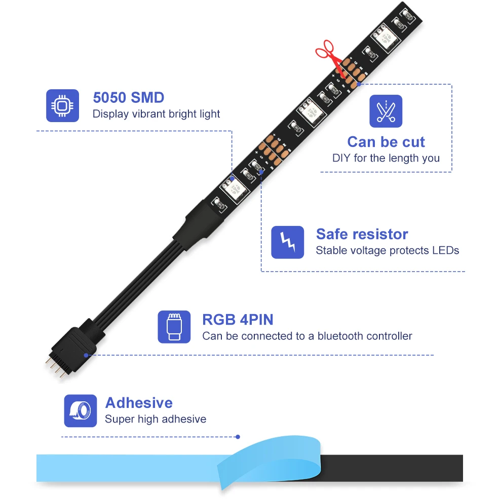 USB Светодиодные ленты светильник DC5V 5050SMD Гибкая Светодиодная лампа RGB 1 м 2 3 4 5
