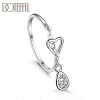 doteffil 925 sterling silver heart aaa zircon adjustable ring for women wedding engagement party charm gift fashion jewelry