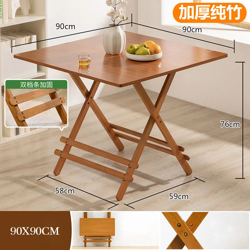 구매 접이식 테이블 가구 북유럽 100x100cm 식탁 세트 휴대용 나무 거실 사각형 주방 휴대용 테이블과 의자