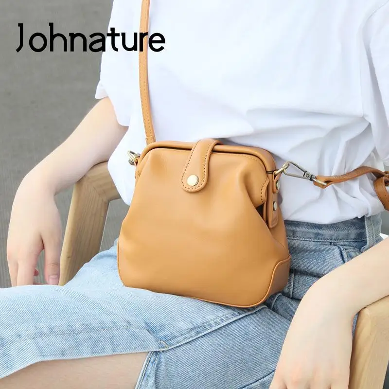 

Johnature Simple First Layer Cowhide Small Women Bag 2021 New Leisure Genuine Leather Ladies Shoulder & Crossbody Bags