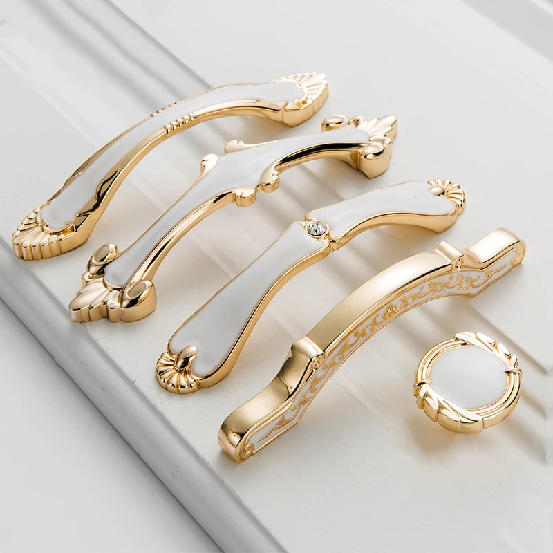 Мебельные ручки белая и золотая для шкафа элегантные выдвижные европейские