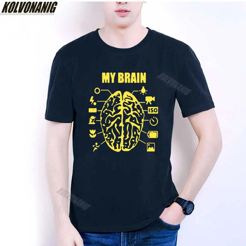 

MY BRAIN Photographer Graphic Oversized T Shirt For Mens Short Sleeves Hip Hop 100% Cotton O-Neck T-Shirt Harajuku Shirt Tops