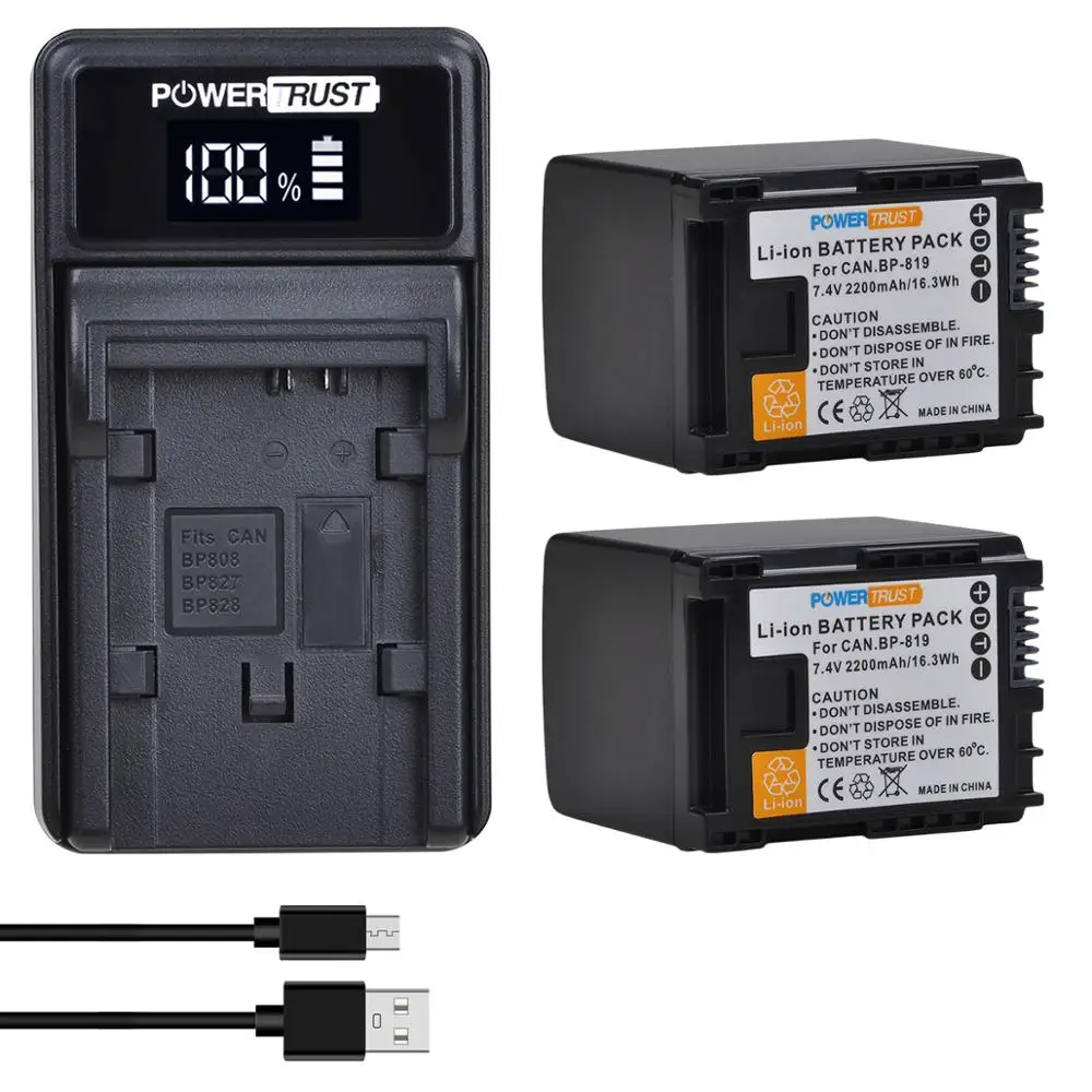 Аккумулятор PowerTrust BP 819 + зарядное светодиодный Canon VIXIA HF10 HF11 HF20 HF21 HF100 HF200 HF G10 M30 M31