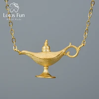 lotus fun 18k gold aladdins lamp pendant necklace real 925 sterling silver natural handmade designer fine jewelry for women