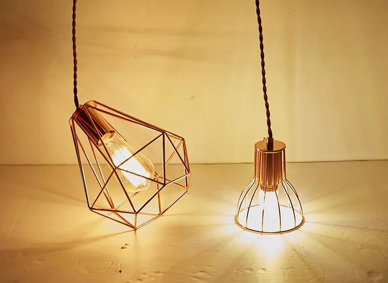 Современная винтажная гальванизированная люстра в виде ромба из розового золота