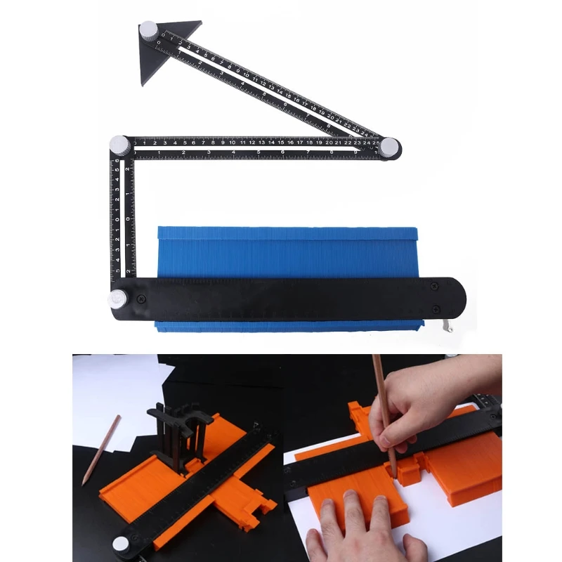 

2021 New Wider Contour Gauge with Metal Lock Profile Gauges Plastic Contour Duplications Gauge Copy Irregular Shapes Measuring