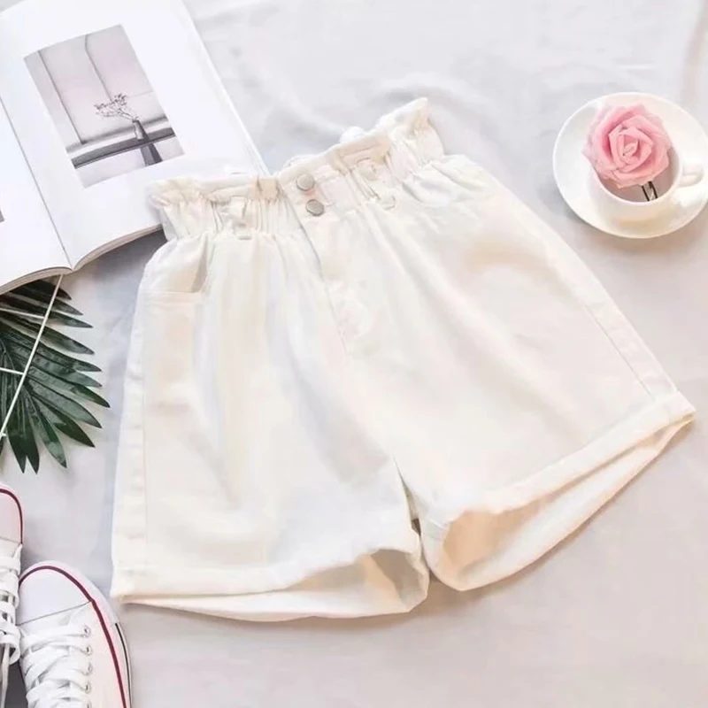 Женские джинсовые шорты с карманами и пуговицами размера плюс 5XL черные