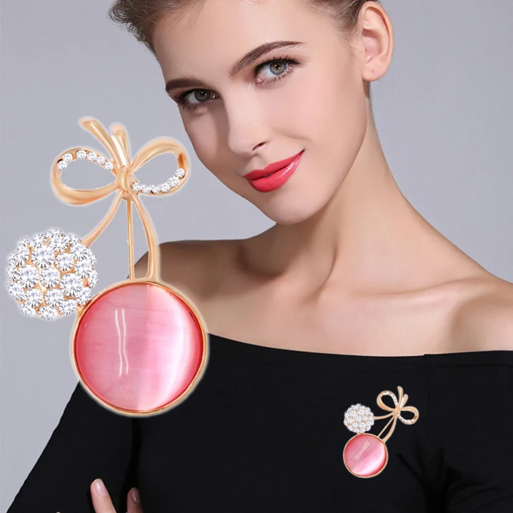 Женская эмалированная брошь в форме вишни банана граната Броши со стразами