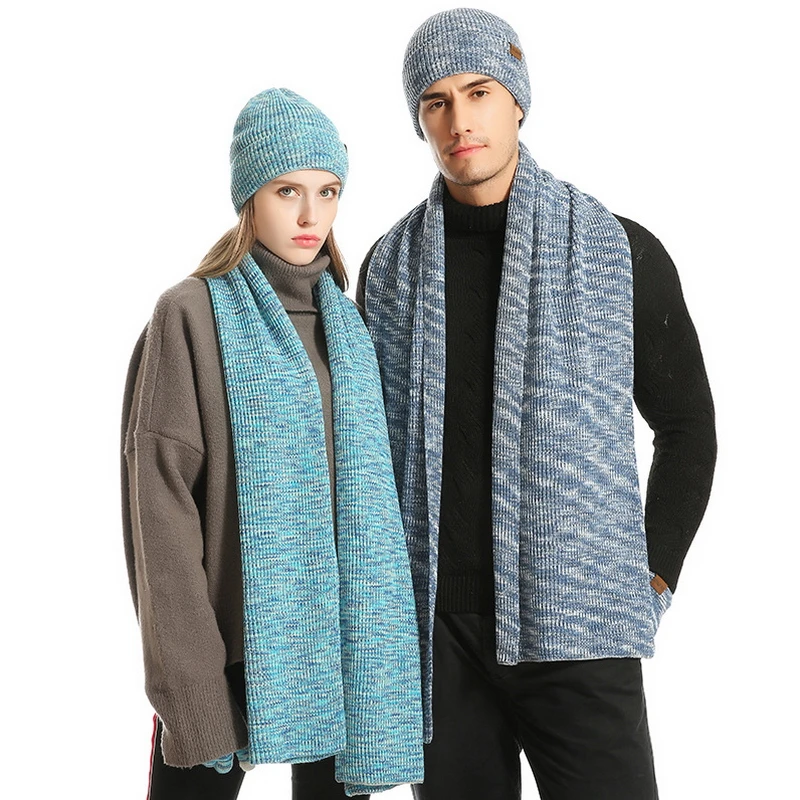 

Autumn Winter 2020 Knitted Hat Scarf Gloves Set Multiple Sets of Camouflage Luxury Brand Warm Male Scarves