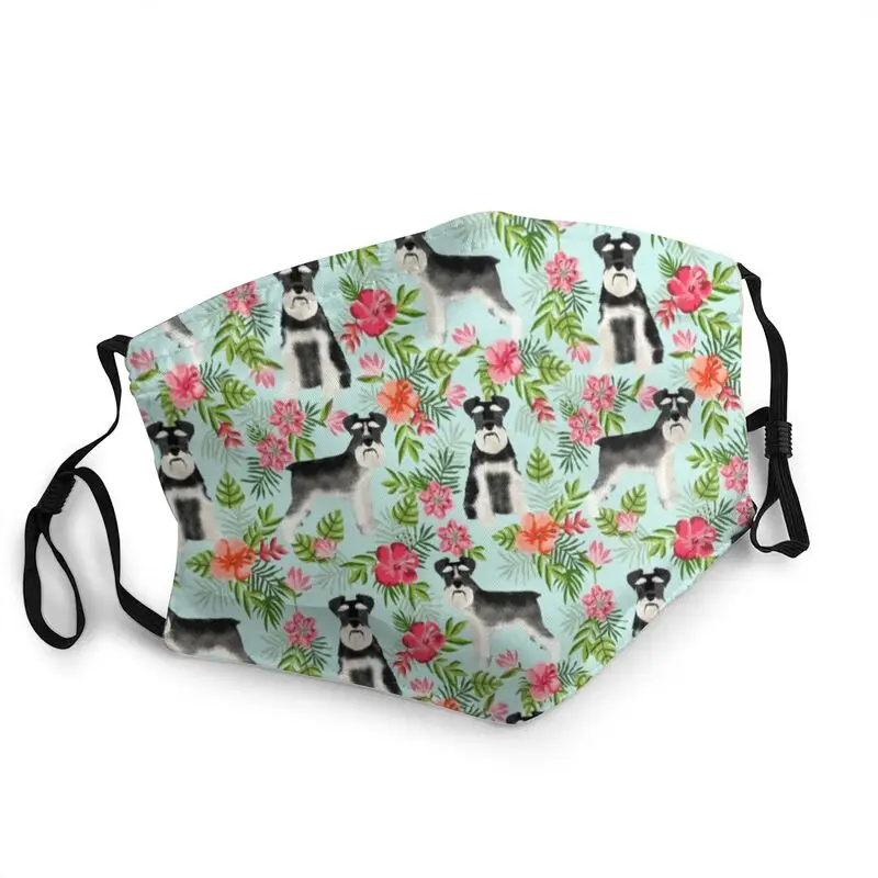 

Schnauzer Hawaii Pattern Floral Hibiscus Floral Flower Pattern Washable Face Mask Dustproof Protection Cover Mouth-Muffle