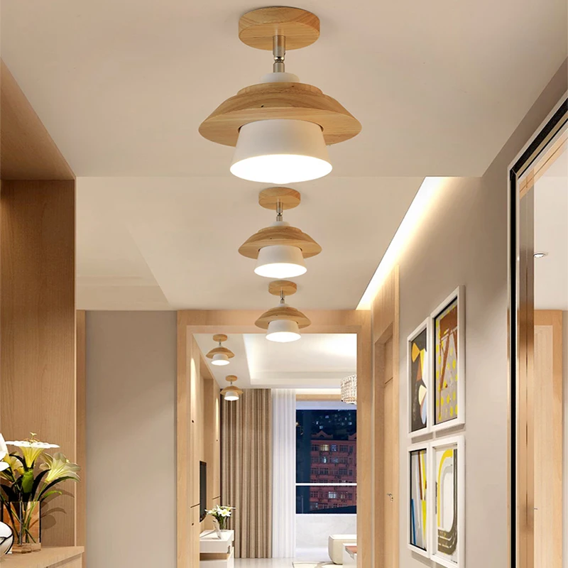 Современные светодиодные потолочные лампы деревянные плафонные вращающиеся