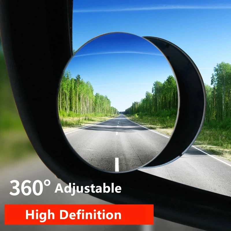 HD 360 Degree Wide Angle Adjustable Car Rearview Convex Mirror for Car Rearview Back Mirror Vehicle Blind Spot Rimless car blind spot mirror auto rear view mirror 360 rotation adjustable safety blind spot mirror wide angle convex mirror