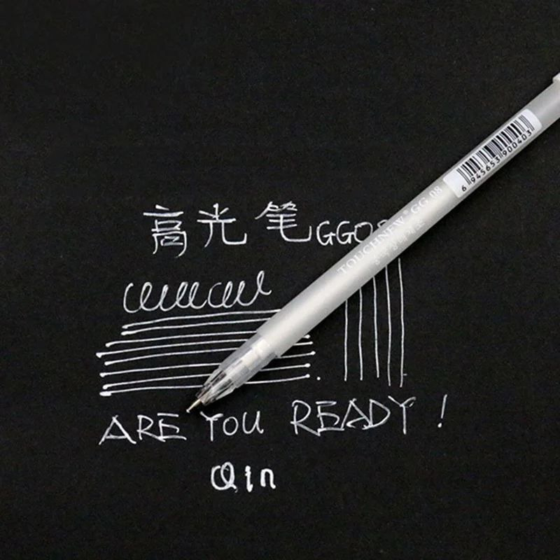 

2pcs White Ink Color Gel Pen 0.8mm Marker Pens DIY Scrapbooking Painting Highlighter Kawaii Stationery School Office Writing Pen