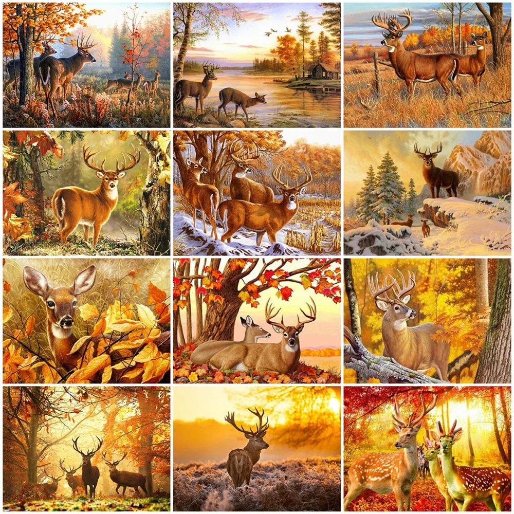 

Картина по номерам HUACAN, Осенний пейзаж, уникальный подарок, ручная роспись, живопись маслом по номерам