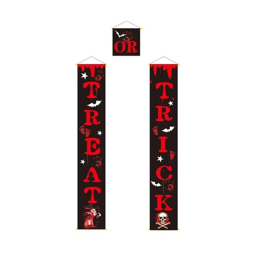 

3Pcs/Set Trick or Treat Printing Door Curtain Porch Sign Halloween Decoration Porch Sign Banner for Front Door Decor