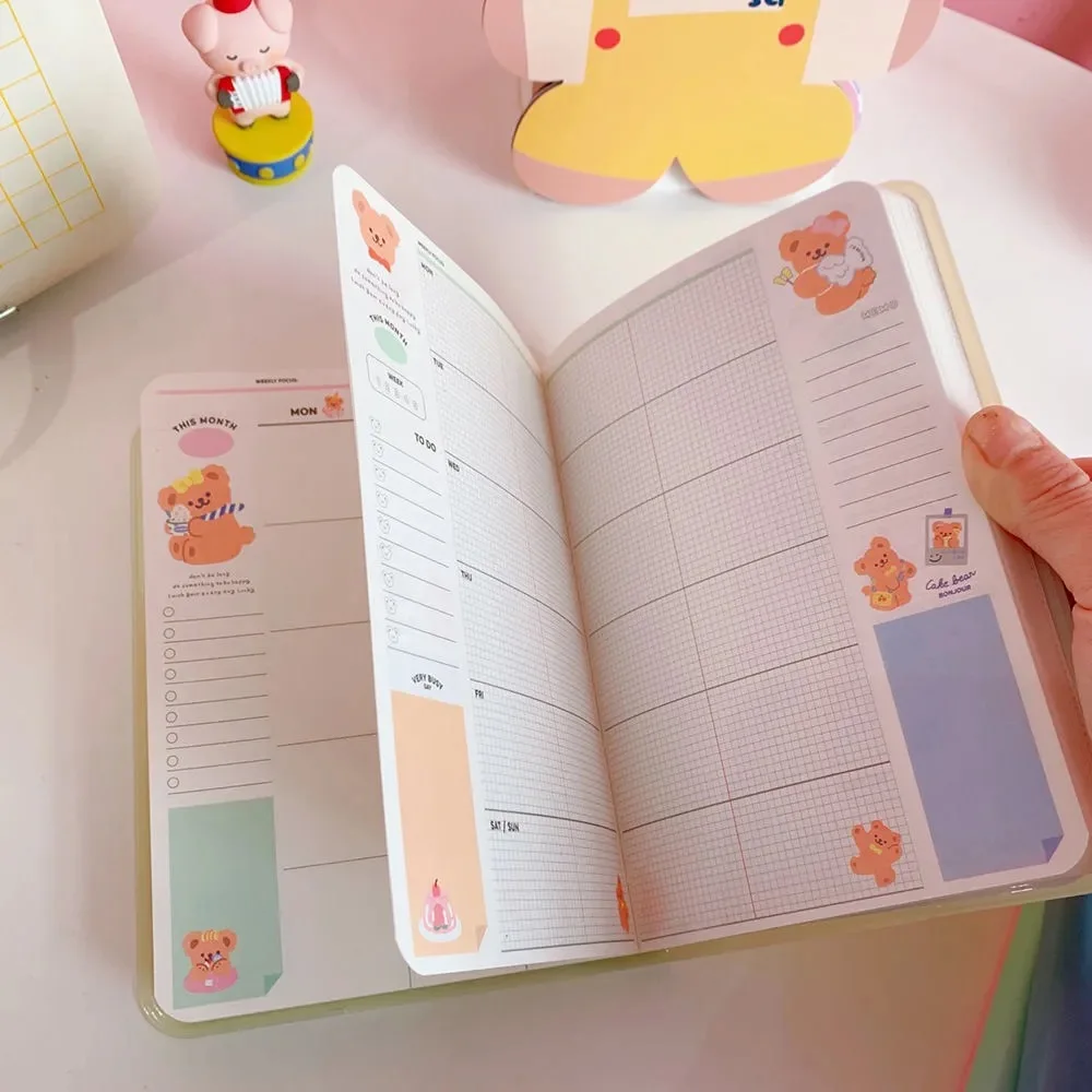 

A5 Kawaii Bear Bullet Journals For Girls Study Planner Notebook 2021 Agenda Student Diary Notepads for Writing