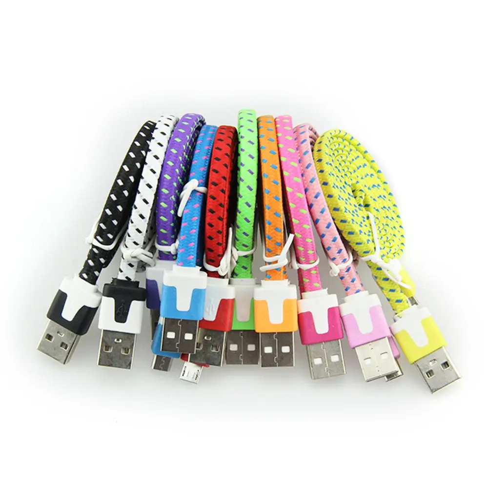 Кабель с тканевой оплеткой для синхронизации данных 1 м 2 3 плоский кабель Micro 5pin Usb