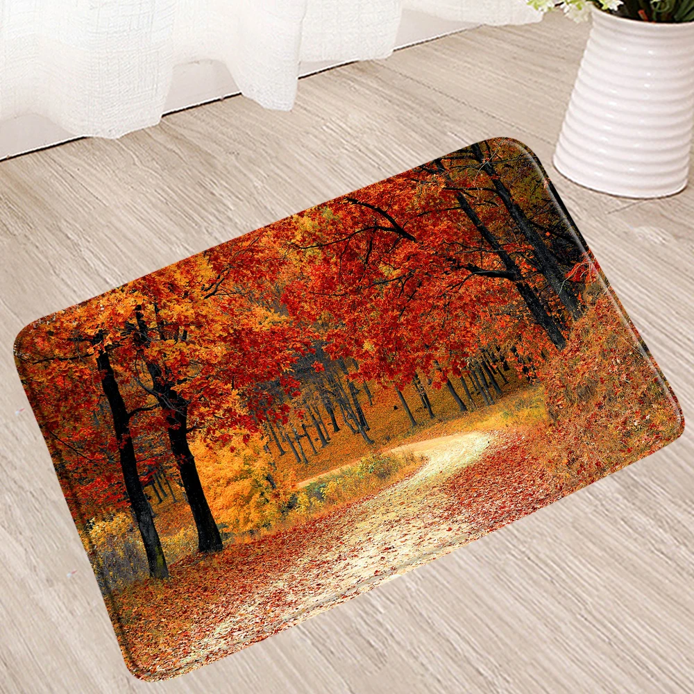 

Autumn Forest Bath Mat Natural Scenery Tree Non-Slip Bedside Rug Toilet Shower Douche Pad Absorption Carpet Doormat Bathroom Mat