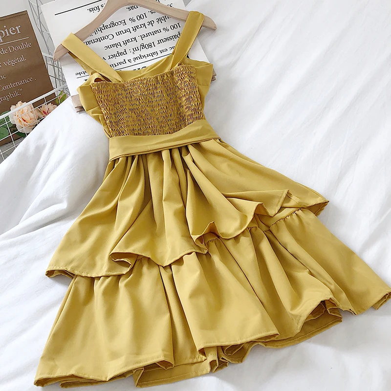 2020 шифоновые платья Vestidos с симпатичным бантом в Корейском стиле Сезон весна-лето