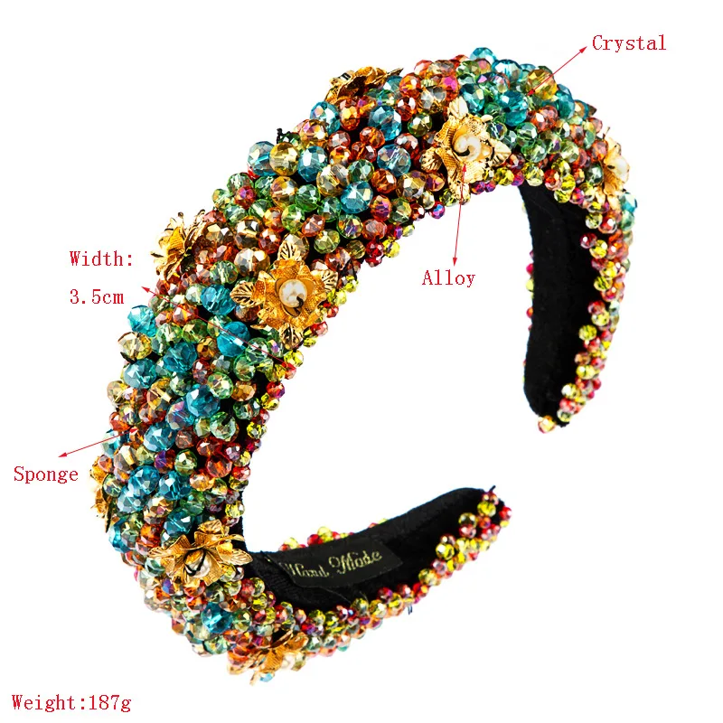 

Thick Sponge Velvet Hairhoop Handmade Alloy Flower Head Hoop Wide Brim Women Fashion Elegant Wedding Party Headwear Accessories