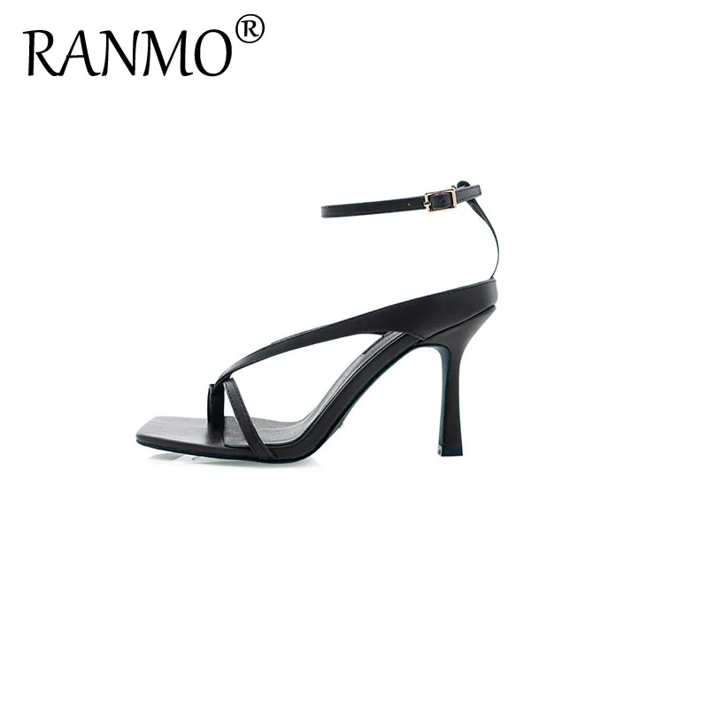 

New 2021 Spring And Summer Women's Shoes European And American High Heeled Shoes With Square Head Sexy Lady Clip Toe Sandals