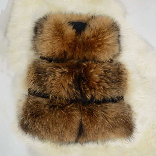 Natural Brown JKKFURS Модный стильный женский жилет из натурального меха енота Зимний толстый теплый модный жилет 3 ряда S1150B - Цвет: Natural Brown