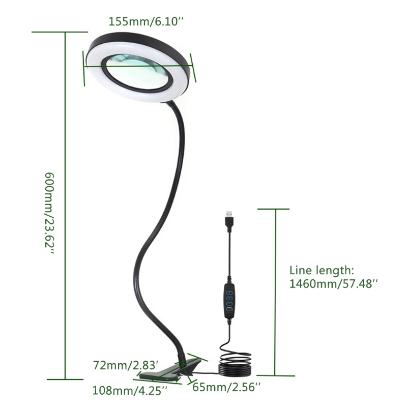 

Magnifying Lamp, 10X LED Magnifier Light Optical Glass Lens Magnifying Lamp Metal Gooseneck Lamp High Definition Glass