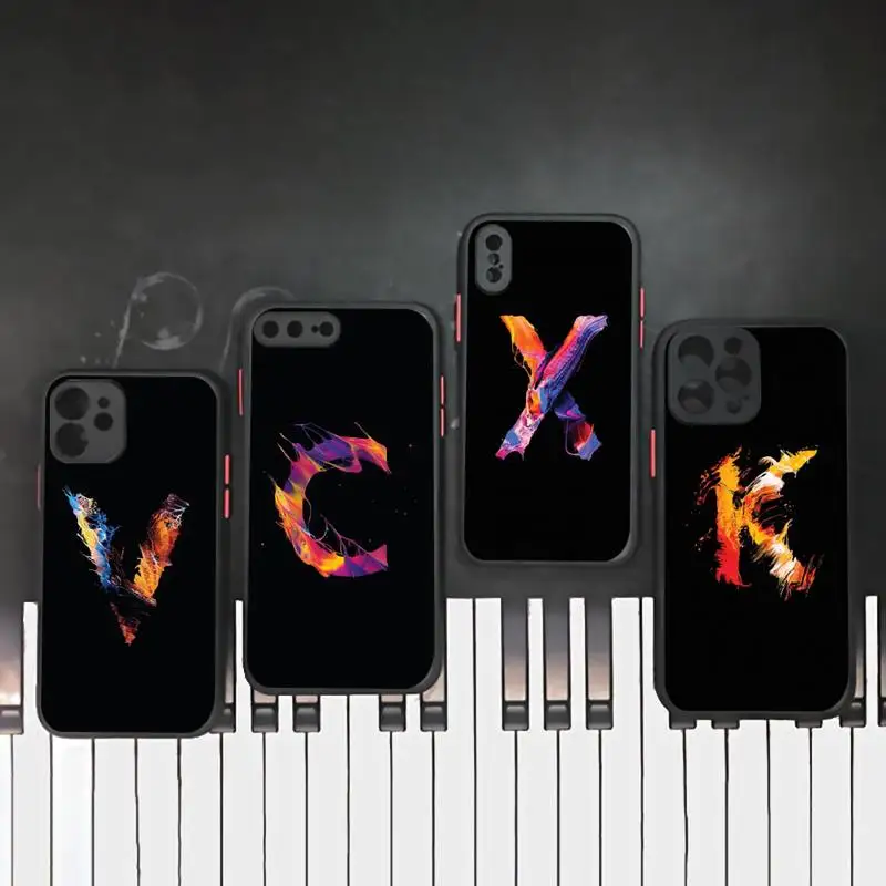 

Colorful design letters Phone Case Matte Transparent for iPhone 7 8 11 12 s mini pro X XS XR MAX Plus mobile bags