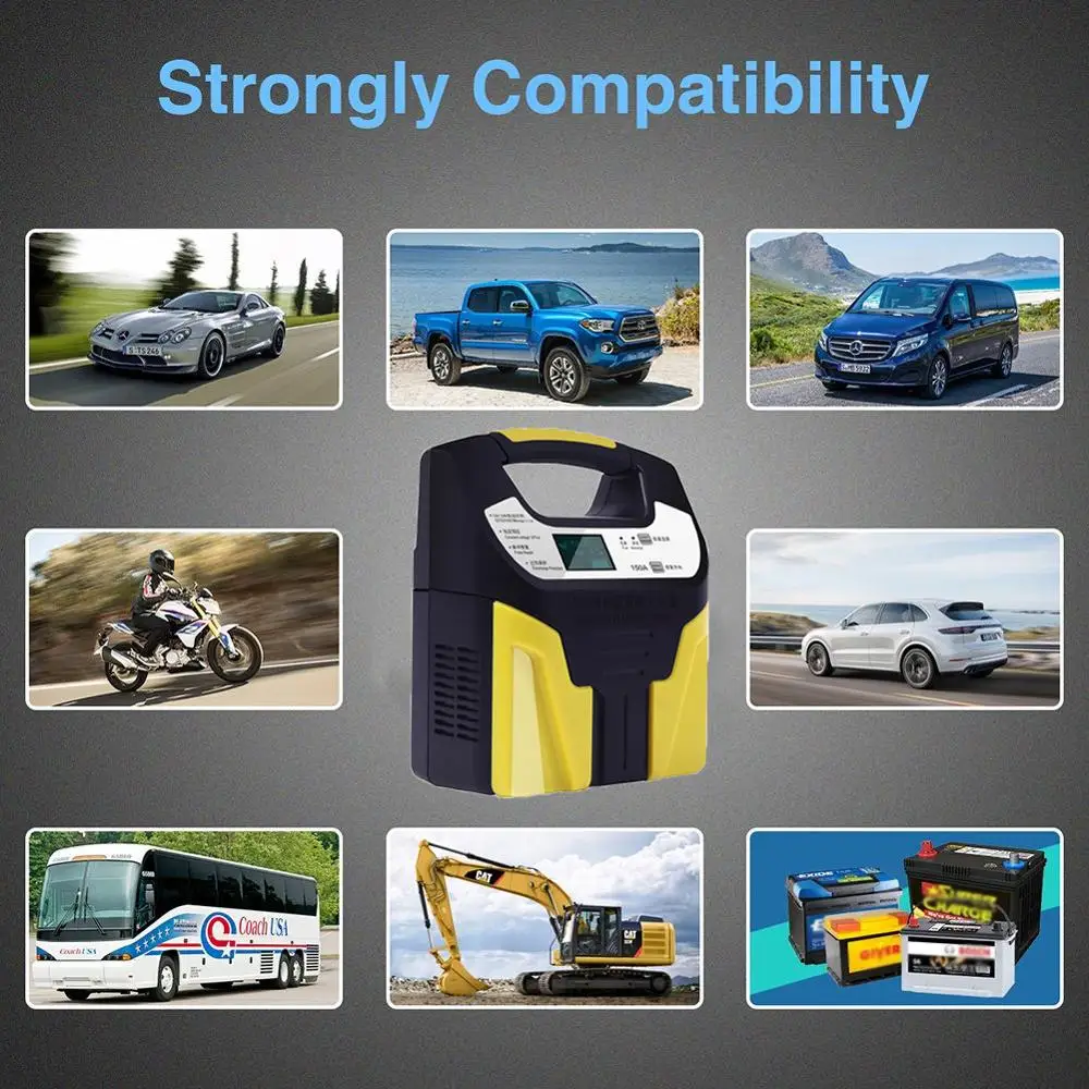 12V 24V Car Lead Acid Battery Chargers Auto Motorcycle Truck Smart Fast Charger Fully Automatic LCD Charge | Автомобили и