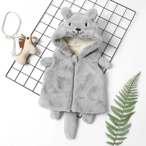 Kids Baby Girl Waistcoat Winter Warm Fleece Hoodie Coat Outerwear Jacket Vest