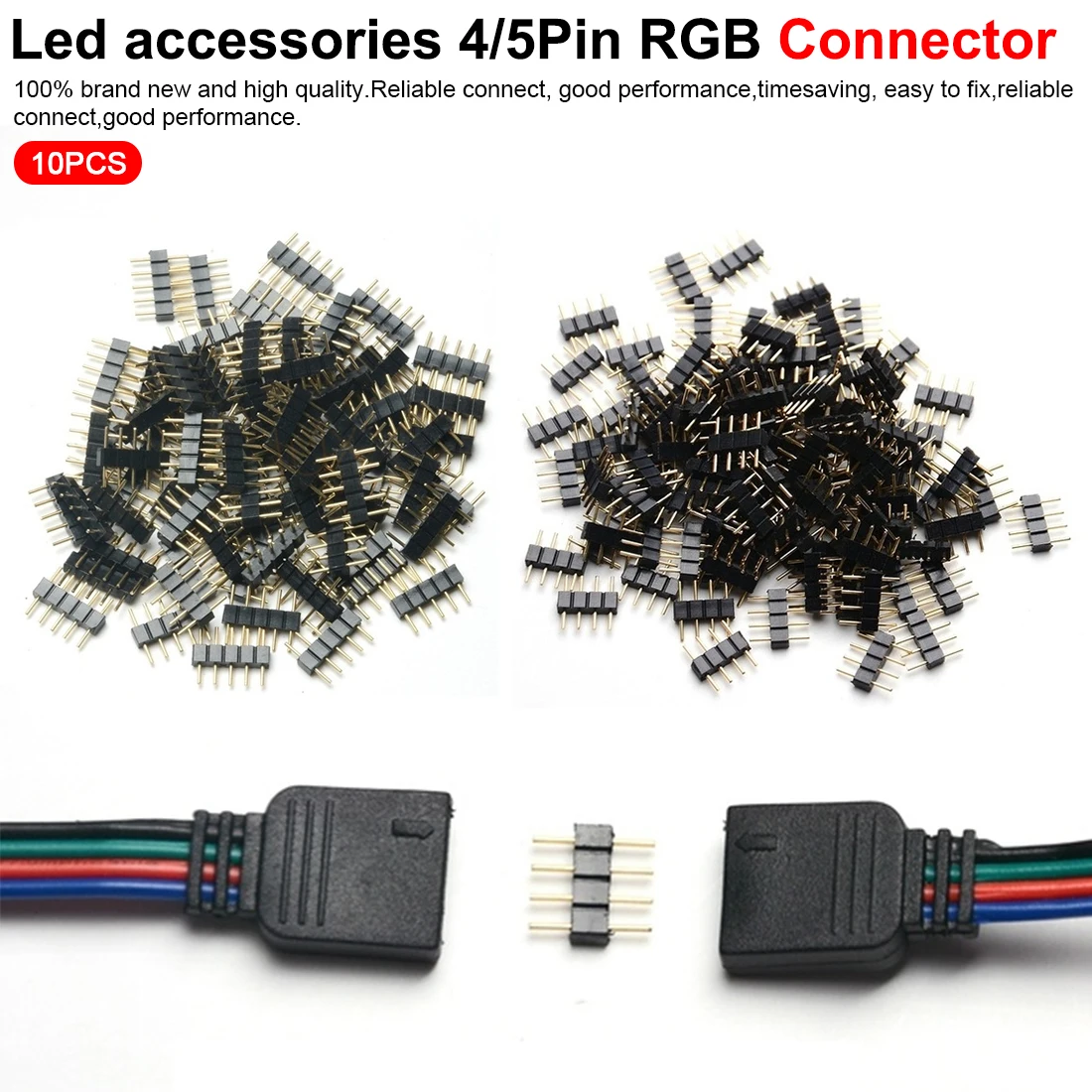 

Хорошая светодиодный аксессуары 4 Pin/5Pin RGB разъем адаптера pin иглы мужского типа для RGB /RGBW 5050 3528 светодиодный полосы светильник