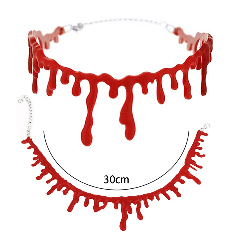 

Blood Necklace Halloween Decorations Women Chokers Halloween Party Decorations Halloween Props For Kids Toy Gift Haunted Hous