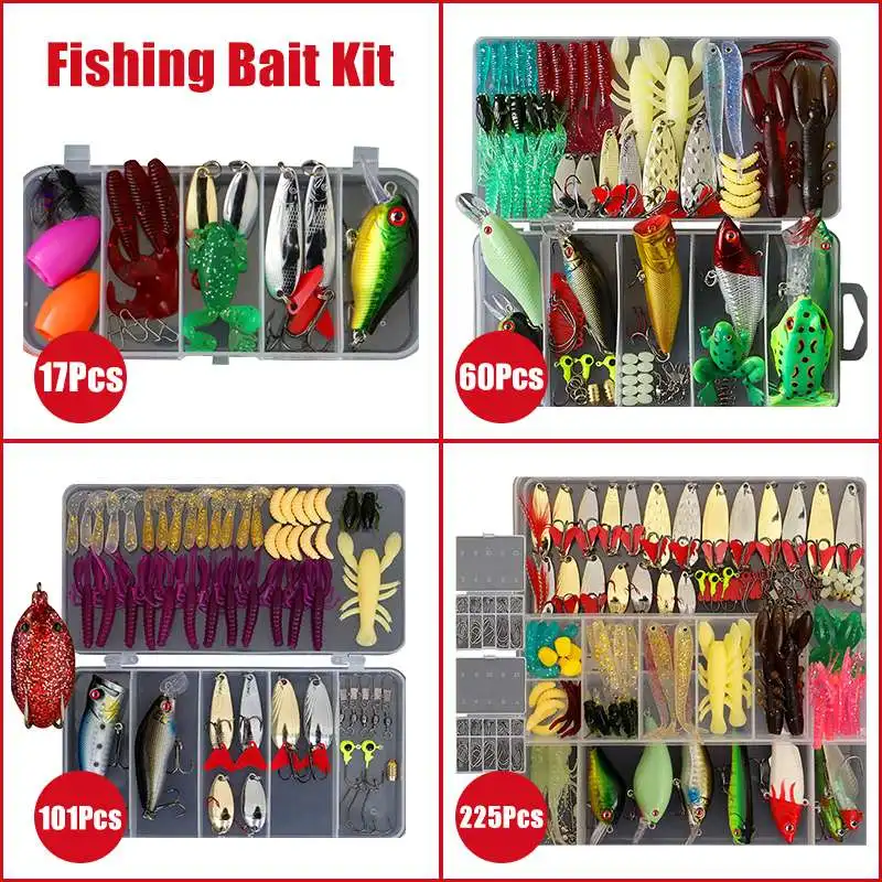 

Multi Fishing Lures Set Wobblers Mixed Colors Soft Lure Kit Artificial Hard Bait Minnow Metal Jig Spoon Crank Fishing Tackle