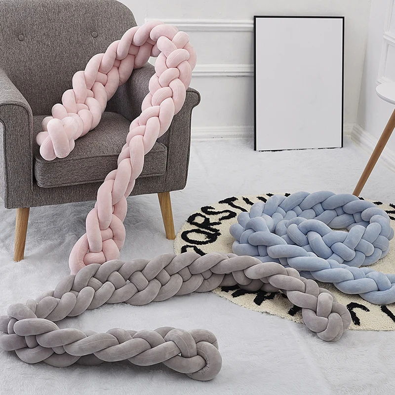 

Бампер для детской кроватки, плетеный плюшевый бампер с узелком для детской кроватки, декоративная подушка для новорожденных, подушка для м...