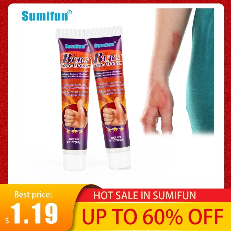 

Sumifun 20G Burn Scald Antibacterial Cream Anti-Infection Wound Scald Chinese Herbs Medical Pain Relief Medical Plaster Ointment