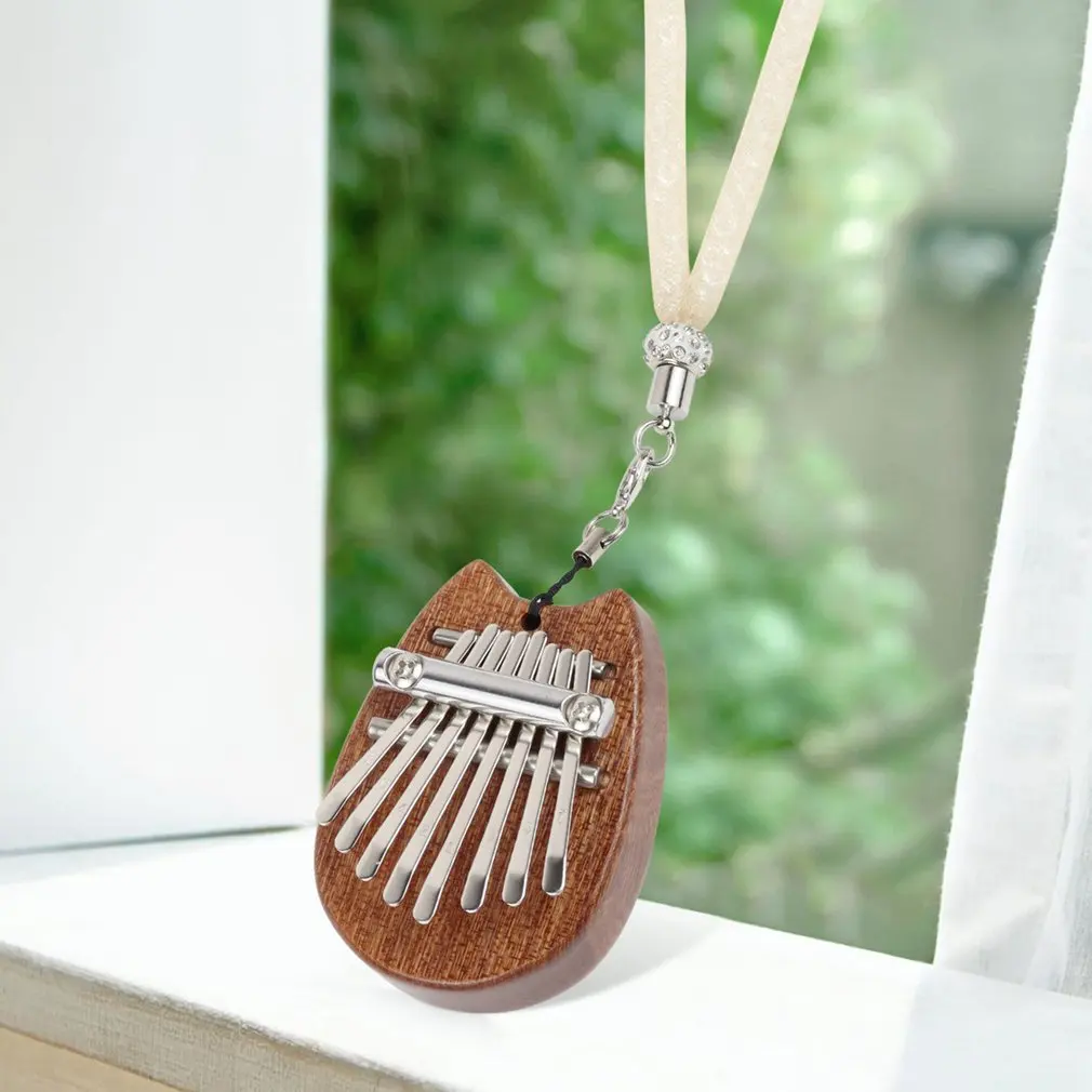 

8 Keys Mini Kalimba Thumb Piano Mbira Solid Wood Gift Toy Pendant With Lanyard Backpack Decoration Gift For Beginners