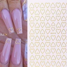 1 лист, Золотые сердца, 3D наклейки для ногтей, переливающиеся листья, Переводные слайдеры, бумажная клейкая наклейка, сделай сам, накладки для маникюра, Типсы